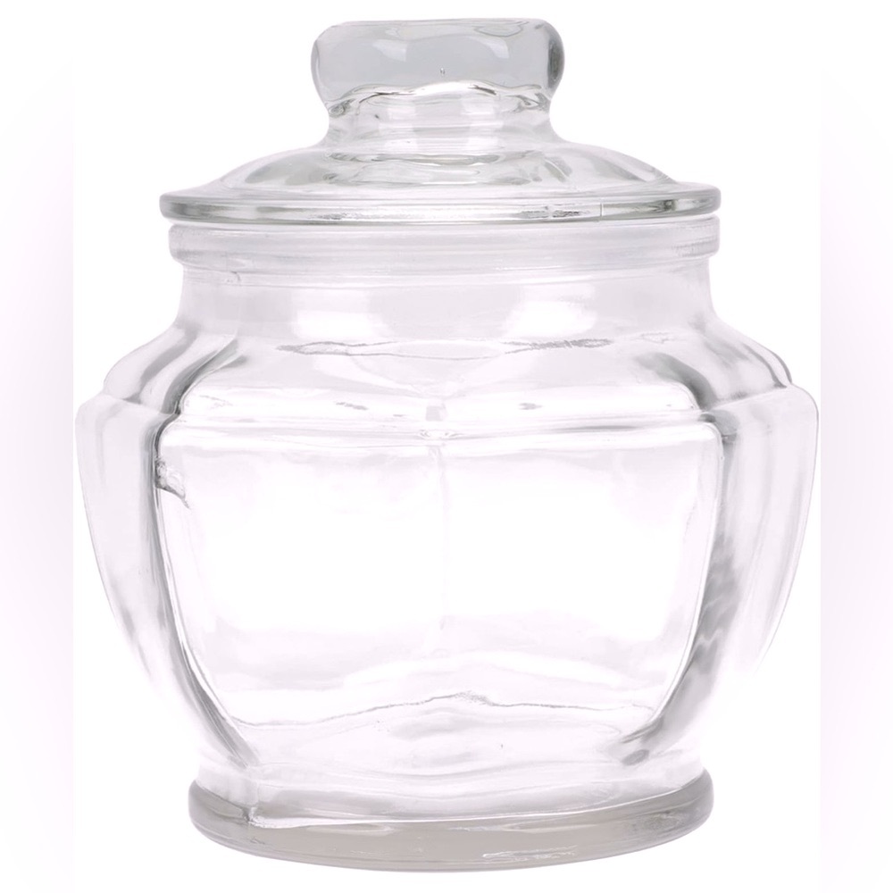 KIG Indonesia Vintage Clear Glass Apothecary Jar w Lid Candy Cookie Container